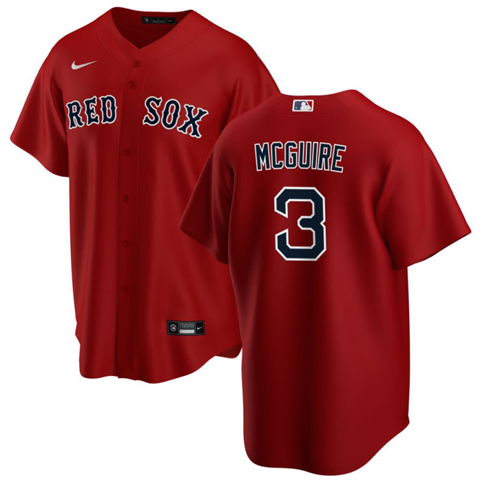 Men's Boston Red Sox #3 Reese McGuire Red Cool Base Stitched Baseball Jersey